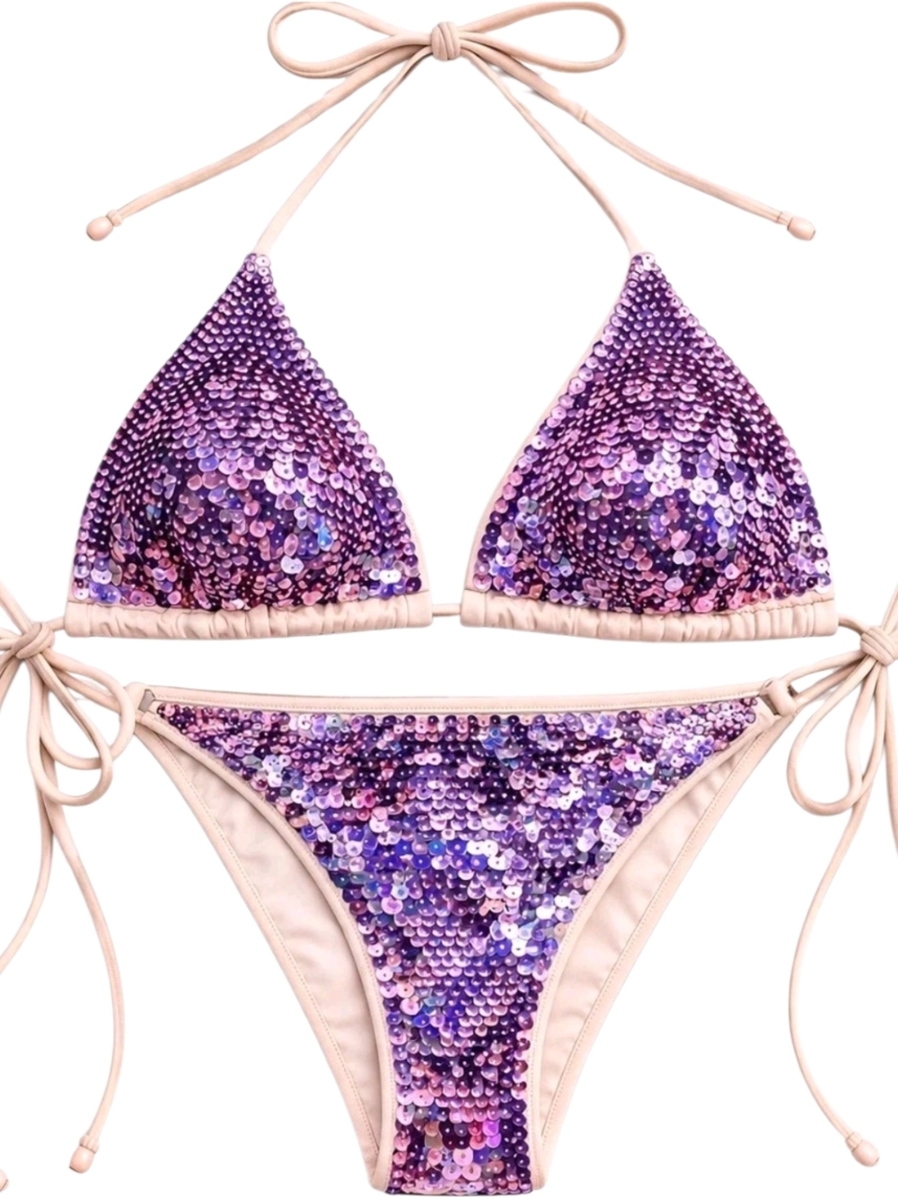 PINK Coral Bikini Set with Script Print - Picture 3 of 16